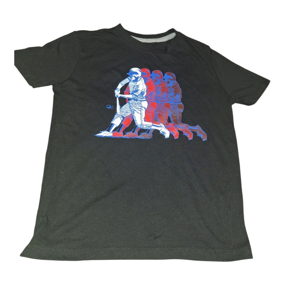 Black short sleeve t-shirt with baseball player Old Navy Size M 8